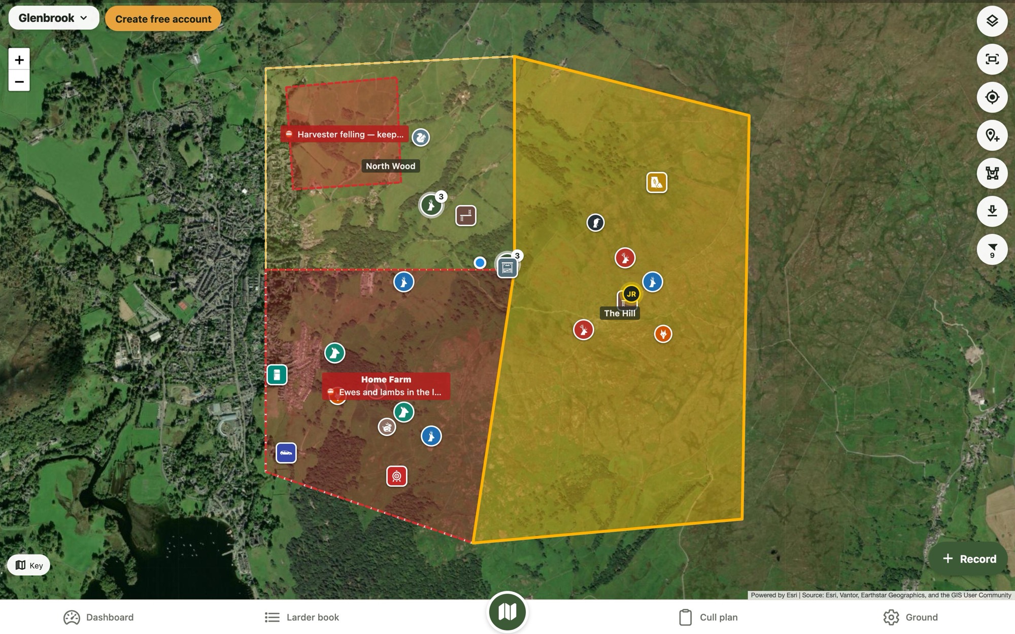 The map of a ground on a computer
