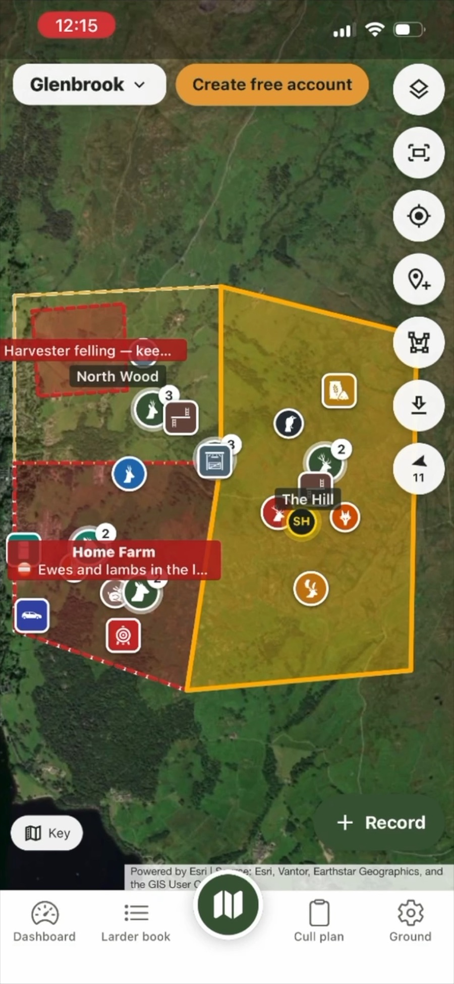 The beat being stalked, shaded on the map