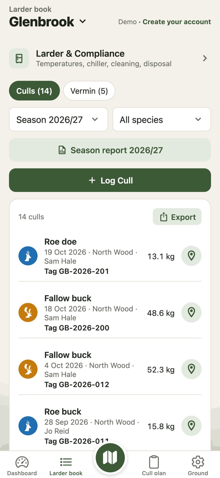 The larder book on a phone