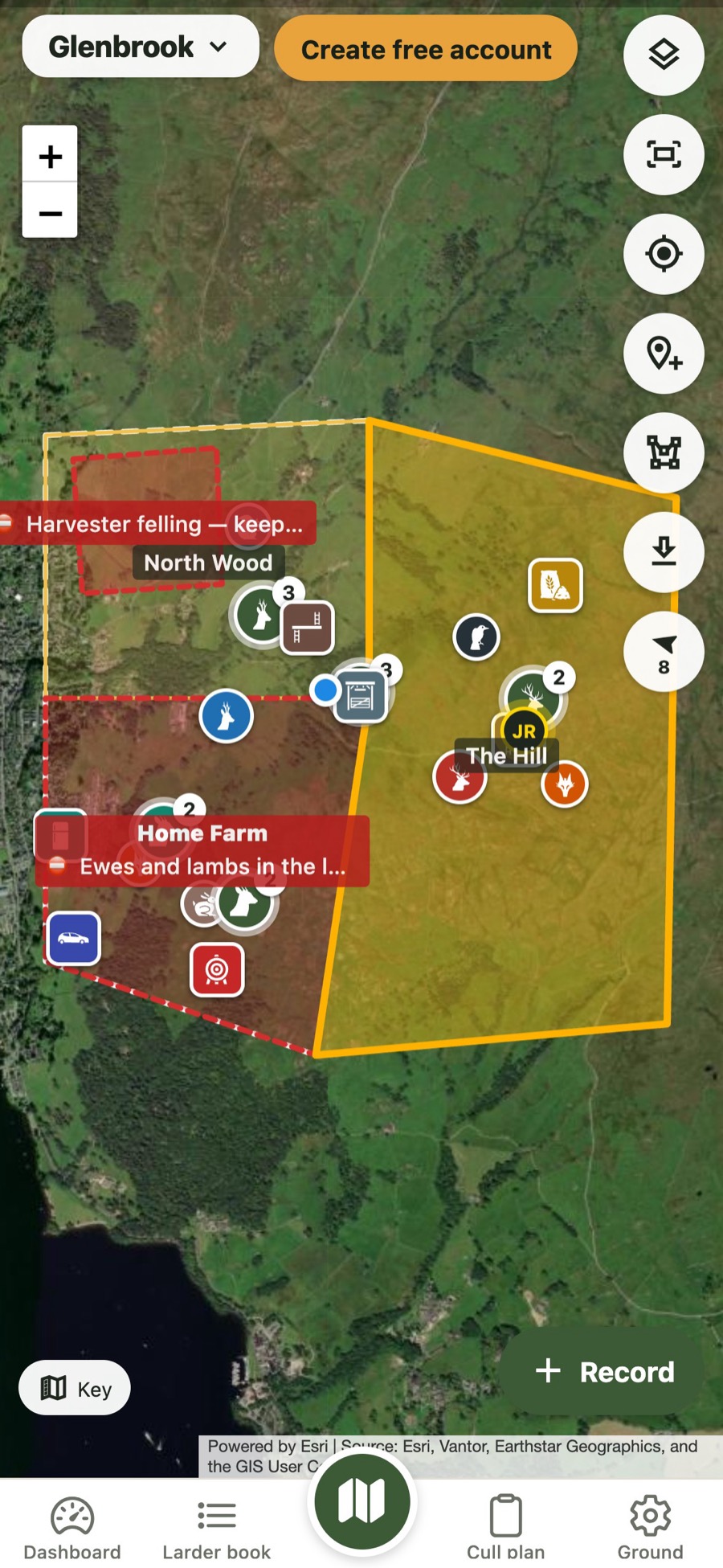 A ground with beats, no-go zones and culls on the map